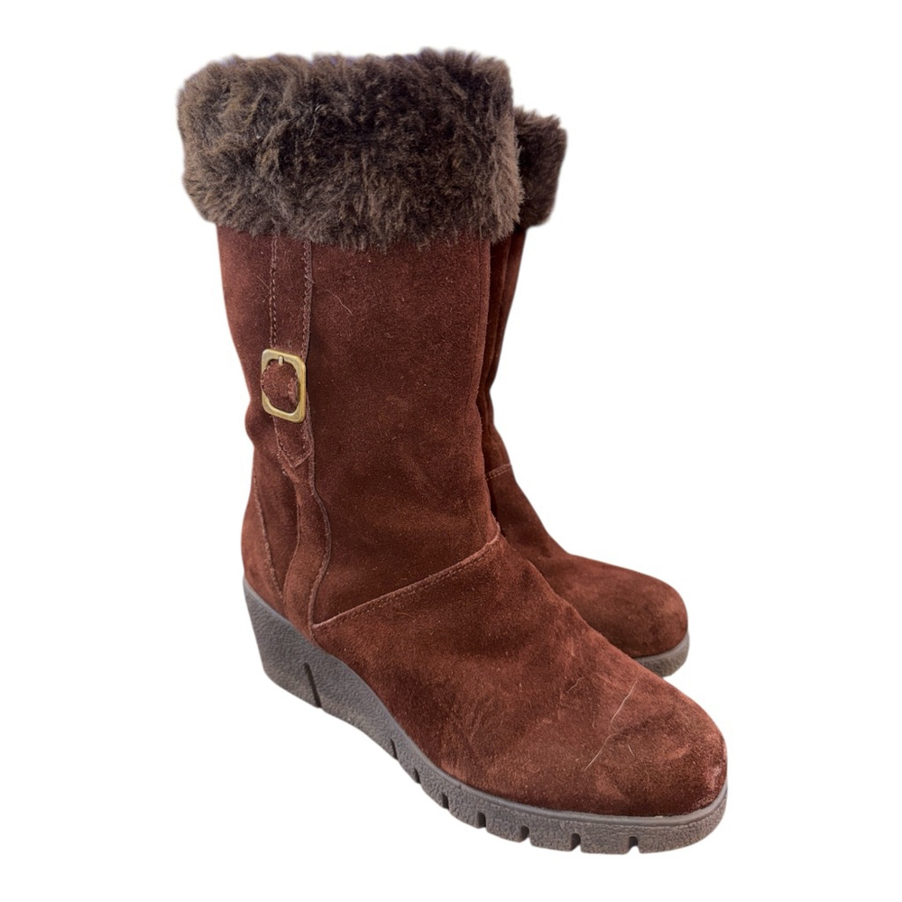 Life Stride
Suede Winter Boots, Brown, Faux Fur Trim, Size 8.5, Mid-Calf Height